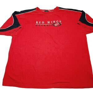 Vintage Detroit Red Wings Embroidered Logo T-Shirt Size XL Pro Edge 90's NHL